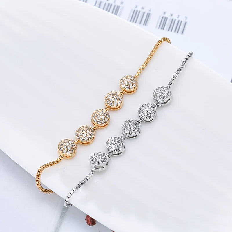 Elegant Gold-Plated Crystal Studded Bracelet – Adjustable Chain Design