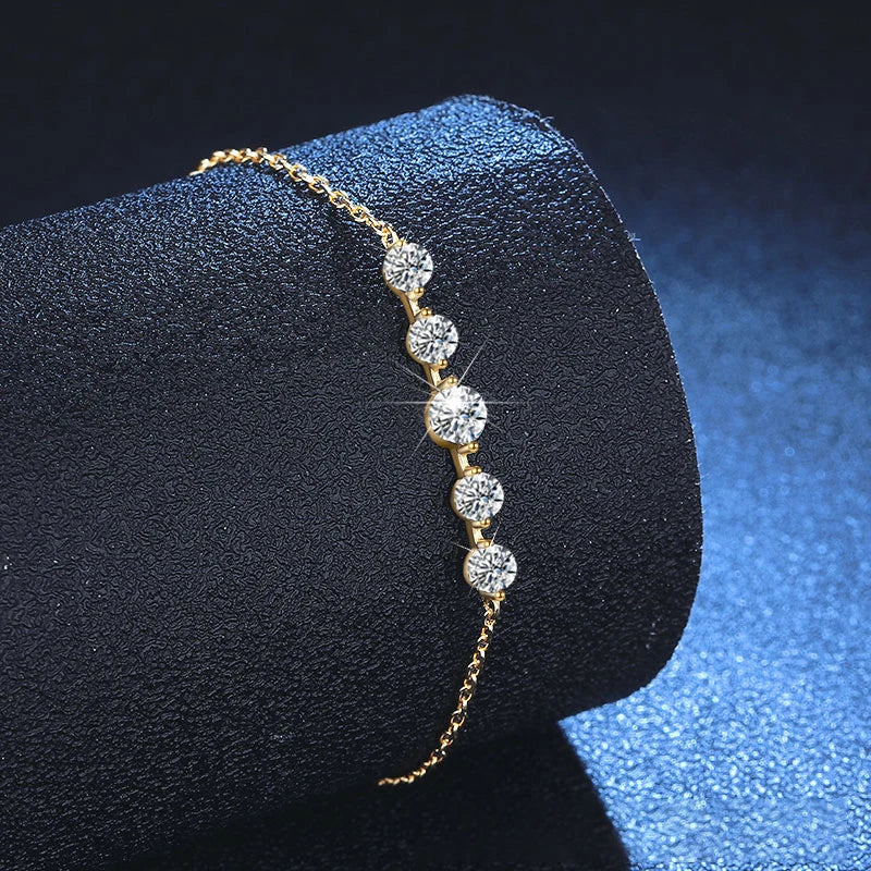 Minimalist Gold-Plated Bracelet with Solitaire CZ Stones