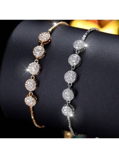 Minimalist Gold-Plated Bracelet with Solitaire CZ Stones