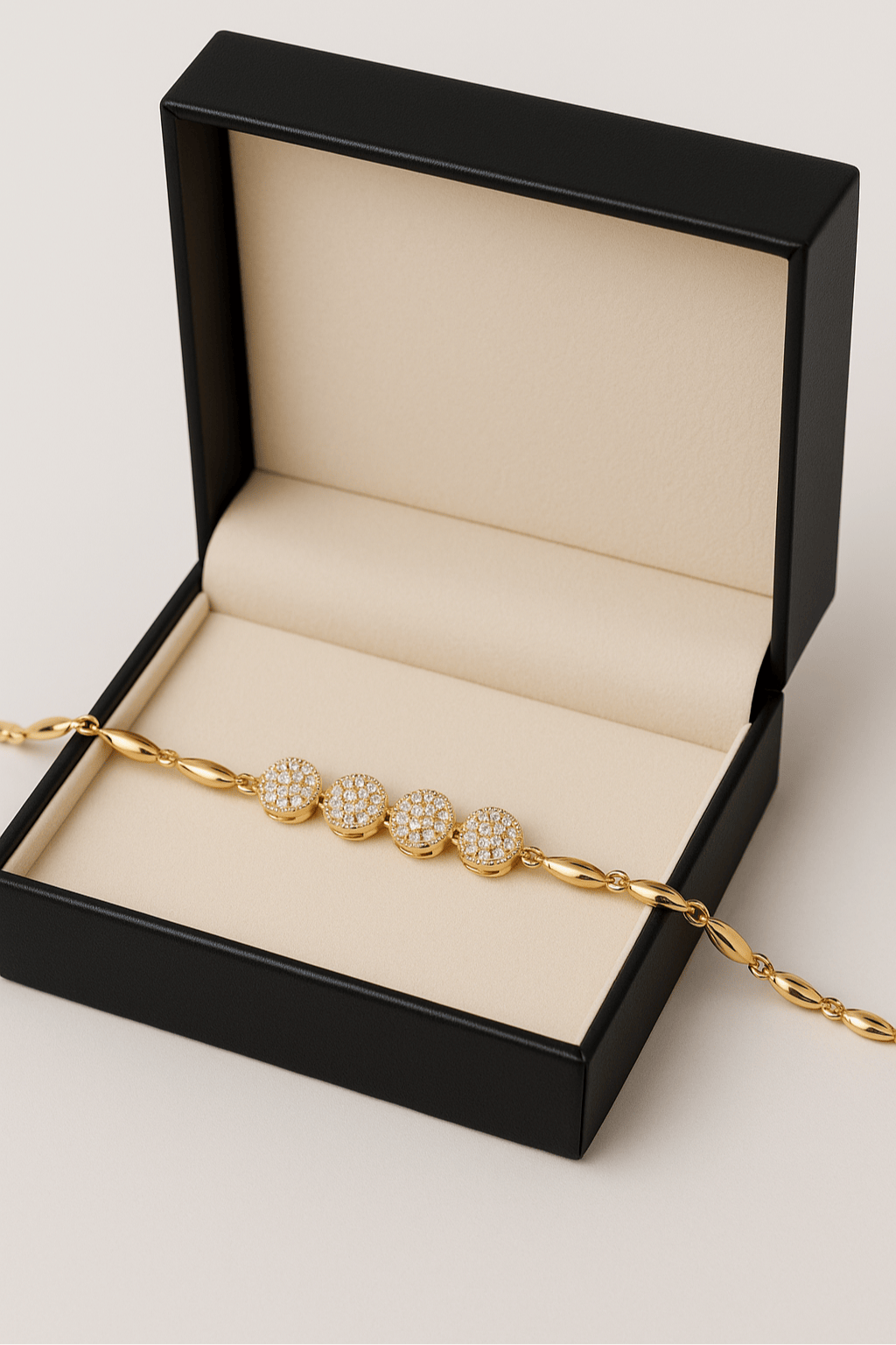 Elegant Gold-Plated Crystal Studded Bracelet – Adjustable Chain Design